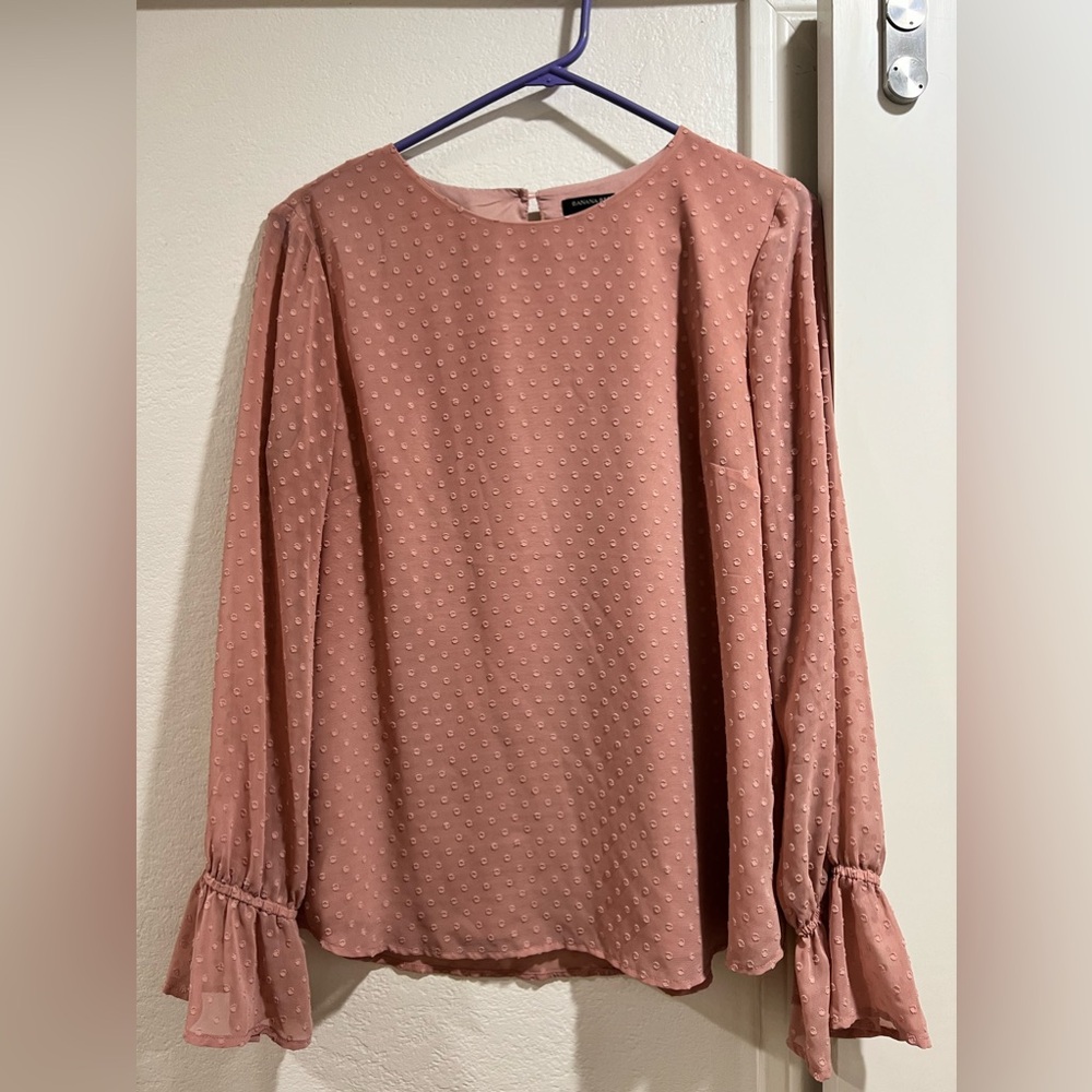 Blush, pink, long sleeve blouse